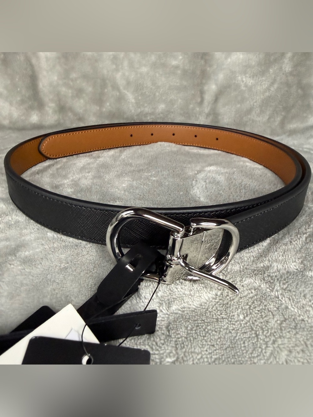 Lauren Ralph Lauren Black & Tan Reversible Leather with Silver Buckle